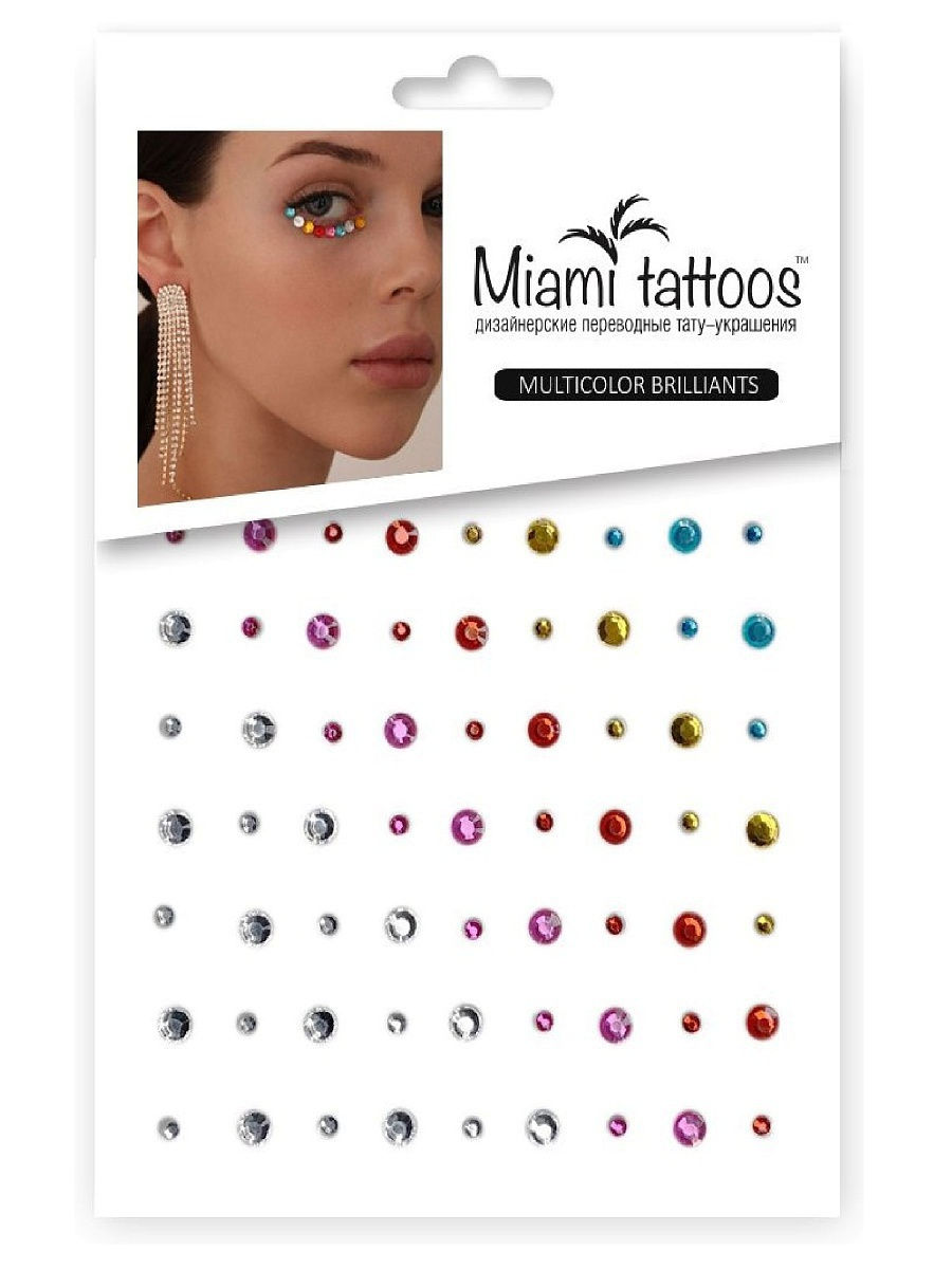 Кристаллы для лица Miami Tattoos Multicolor Briilliants; 4208